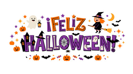 Fototapeta premium Original Feliz Halloween Typography Design