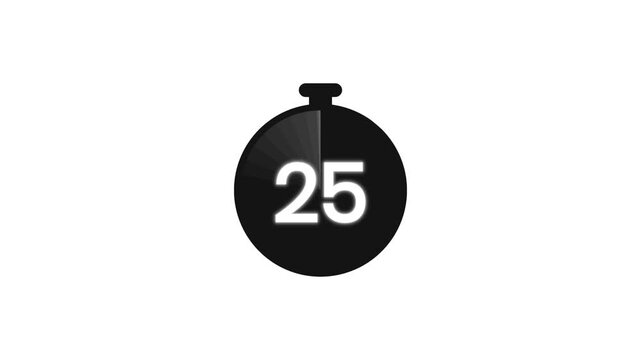 Thirty seconds digital countdown clock stopwatch ticker element as motion graphics on white background in 4K
