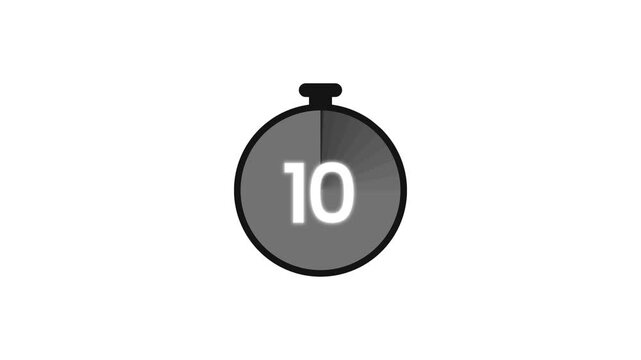 Broadcast timer graphic with modern 15 to 0 seconds digital countdown ticker for video production on white background