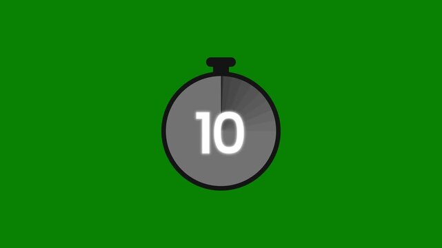 Chronometer HUD element featuring 15 to 0 seconds countdown clock animation for user interface on green screen