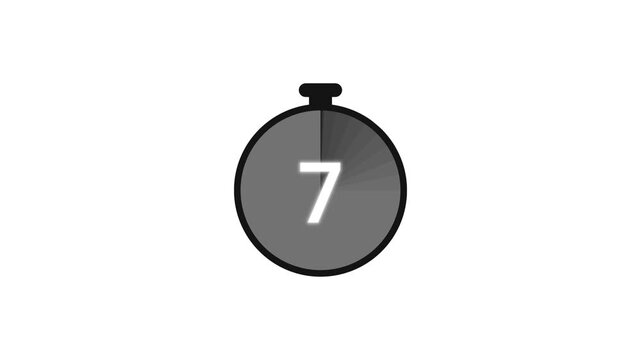 Clean motion graphics featuring a 12 to 0 seconds digital countdown clock stopwatch element on white background