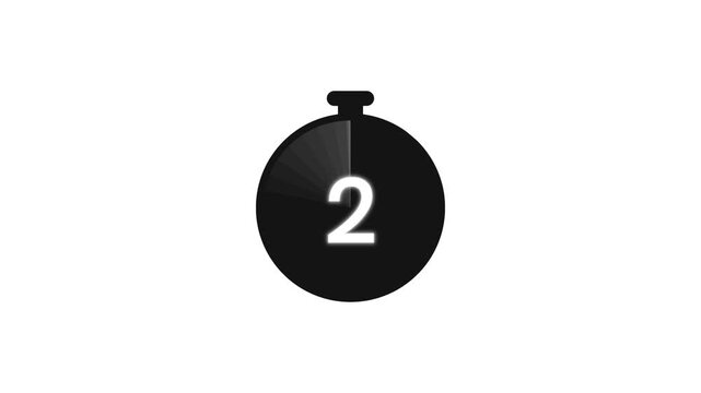 Concise 7 to 0 seconds digital countdown clock stopwatch element with minimalist design on white background