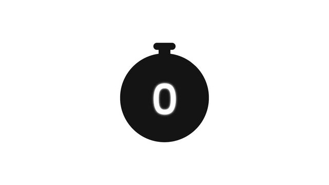 Final countdown 5 to 0 seconds digital clock ticker and motion graphics element on white background
