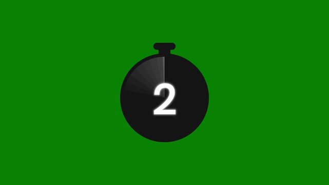 Fast 7 to 0 seconds countdown timer widget and quick alert stopwatch motion graphic on green screen