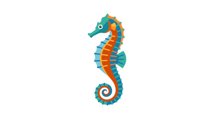 Colorful seahorse illustration with a white background and stylized design © Vector Hub24