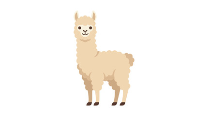 A beige llama stands facing forward a flat vector illustration © Vector Hub24