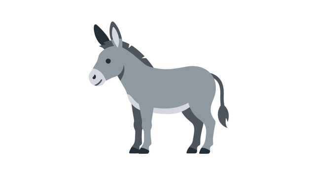 Gray donkey illustration stands on a white background