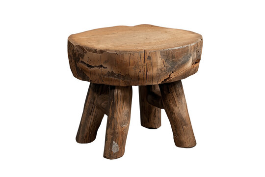 Rustic Round Wooden Three Leg Stool