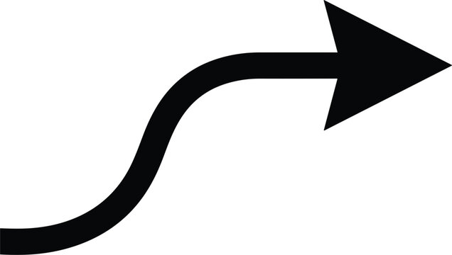 Sinuous financial growth arrow pointing right and up vector icon for business progress indicator concept chart