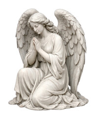 Fototapeta premium PNG Serene angel statue praying gracefully.