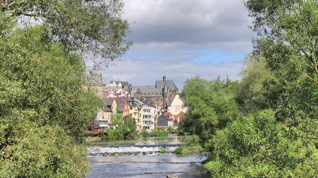 river in the village, old City of Marburg in Germany 
