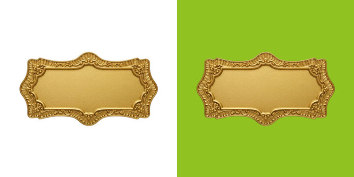 Ornate gold decorative plaque with filigree pattern for signage transparent png