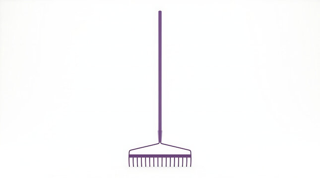 Simple purple garden rake icon for yard maintenance and leaf cleaning