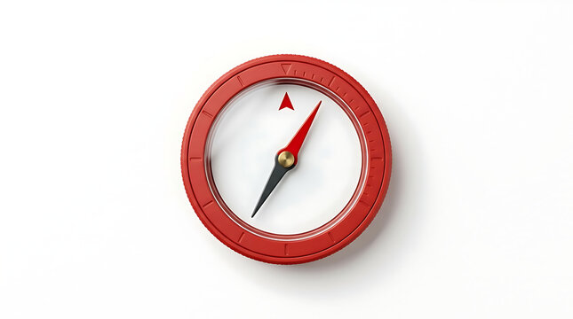 Minimalist Red Navigation Compass Icon on White Background