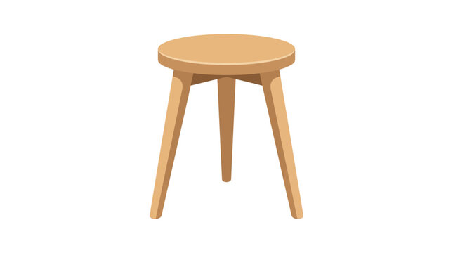 Wooden stool with three legs is presented in a vector illustration
