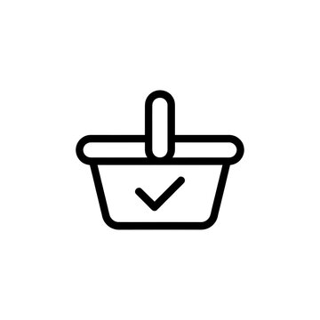 Shopping basket icon with a check mark