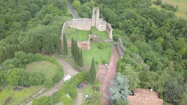 Sovana, Tuscany, Italy, aerial drone view,