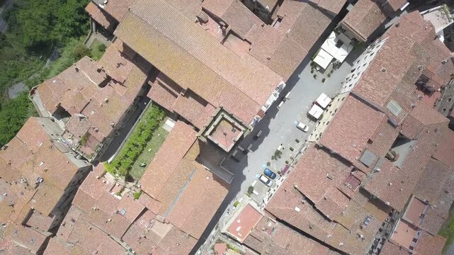 Sovana, Tuscany, Italy, aerial drone view,