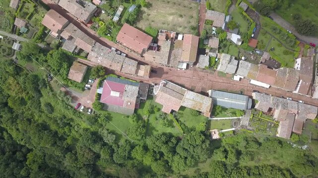 Sovana, Tuscany, Italy, aerial drone view,