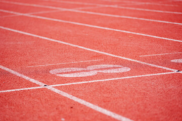 Fototapeta premium Surface of Track and Field Running Lines