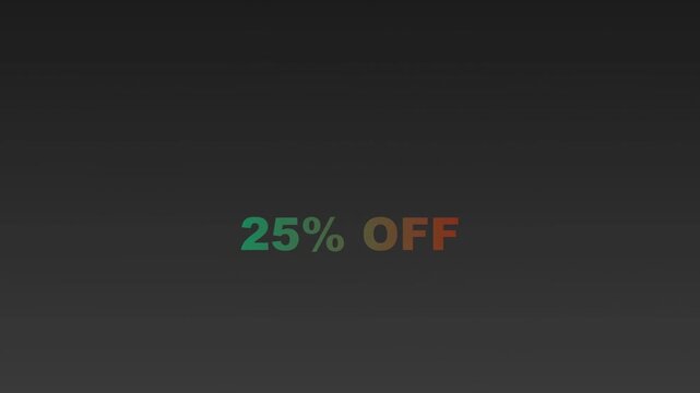 Bright neon discount banner with twenty five percent off sale text on dark background
