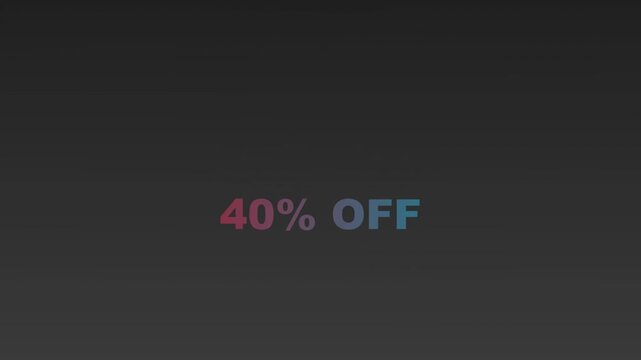 Digital sale banner showing forty percent off in glowing pink and blue text
