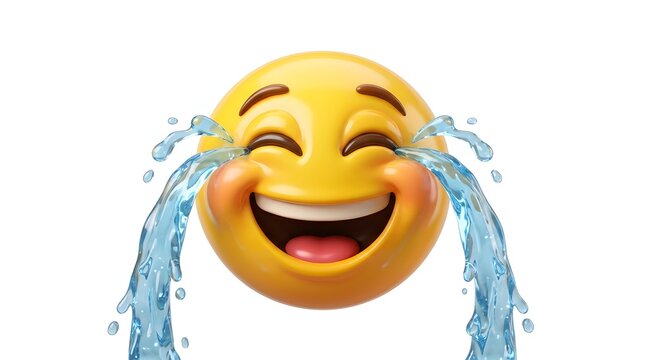 Tears of Joy Emoji: A classic yellow emoji face is depicted crying with laughter, its eyes squeezed shut and mouth wide open in a joyous expression.
