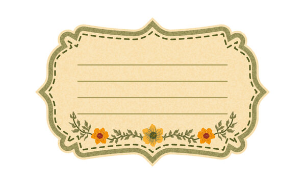 Vintage autumn botanical label frame, tag, memo card for fall themed design, decoration projects