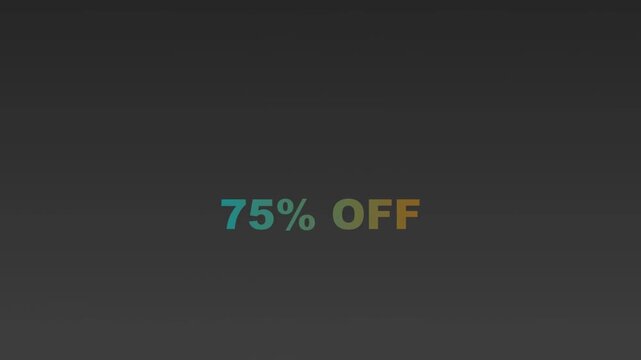 Bold 75 percent off sale discount text on dark background