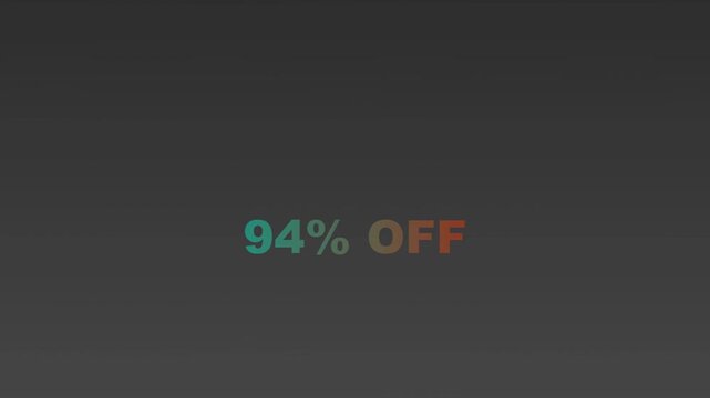 Neon sale discount text ninety four percent off black background