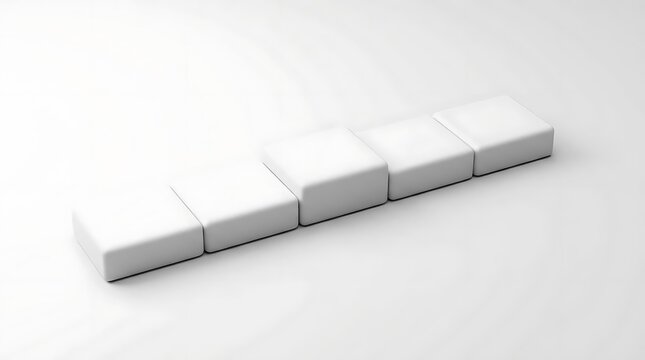 A series of blank white cubes arranged in a staircase pattern representing a visual concept for a down payment plan or financial progress growth strategy