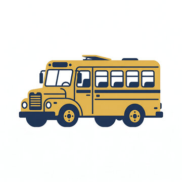 Yellow school bus side view vector illustration for student transportation and education