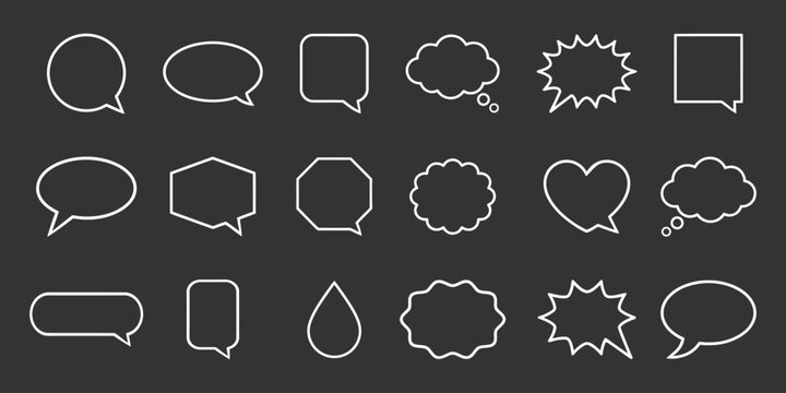 Speech bubbles outline conversation message icon vector set