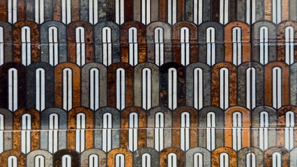 Art Deco Ceramic Tile Pattern Background Vintage Mosaic Surface with Geometric Arches for Banner © Alla