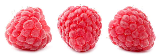 Raspberries isolated on white, set. Summer berry © New Africa