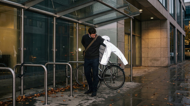 Reflective Autumn Jacket for Evening Office-to-Bike Commute at Dusk