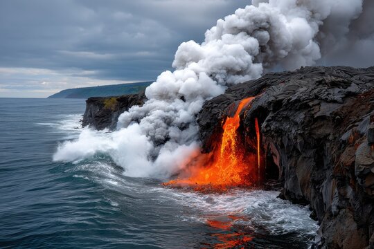 Lava Meets the Sea: A Volcanic Eruption