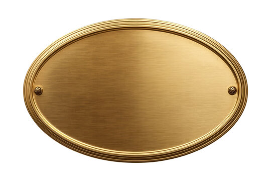 Oval blank brass plaque with small corner bolts