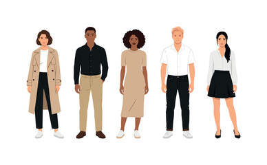 Obraz premium Diverse group of stylish people in modern casual and business attire