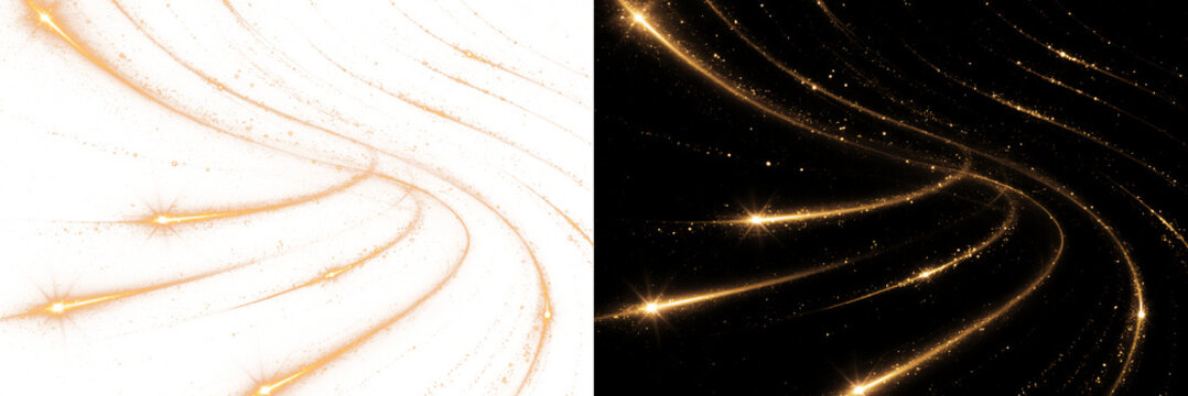 A mesmerizing stream of gold dust with shimmering particles and a dreamy glow on the background in PNG format.