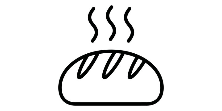 Minimalist black outline icon of warm fresh bread.