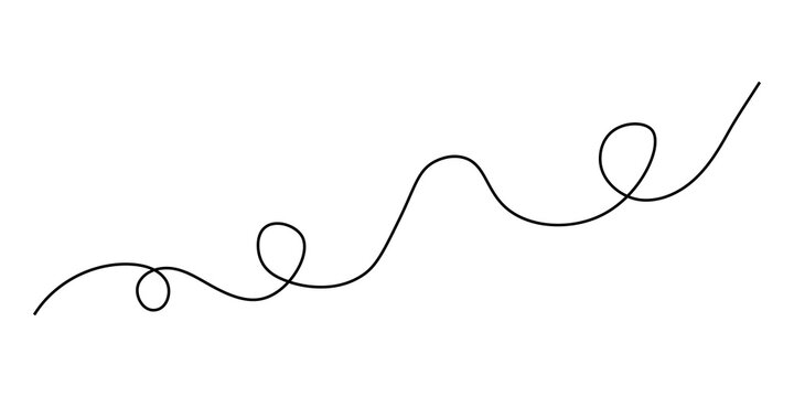 Continuous black wavy line with loops drawn in a simple minimal hand drawn style