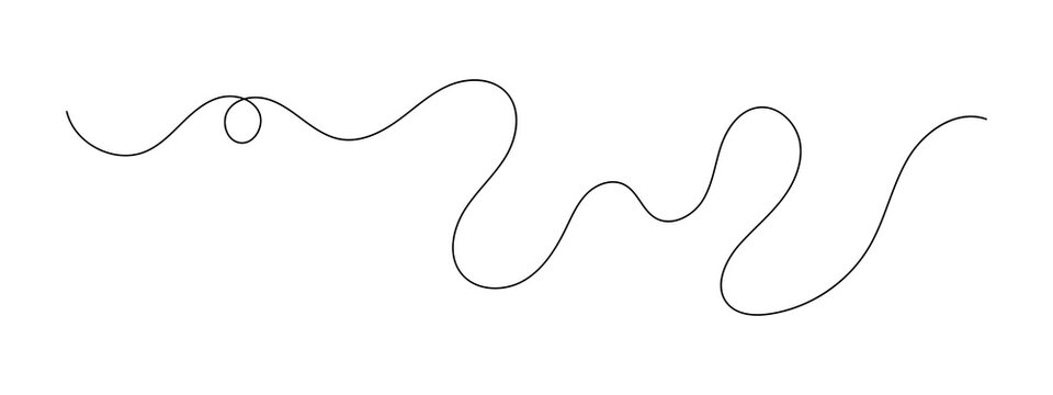 Abstract single continuous black line drawing with a smooth wave pattern