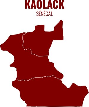 Vector map of Kaolack region in Senegal with typographic text