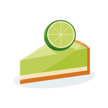 Key Lime Pie, clean flat 2D illustration with a minimal style, isolated on a white background.