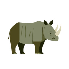 Fototapeta premium Rhinoceros, modern flat 2D illustration with clean simple shapes, isolated on a white background.