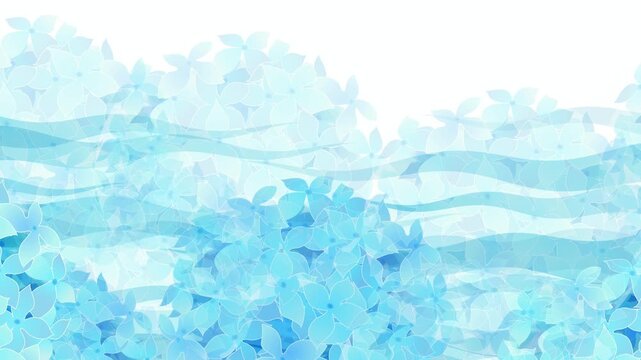 Blue Hydrangea Flowers and Water Waves 4K