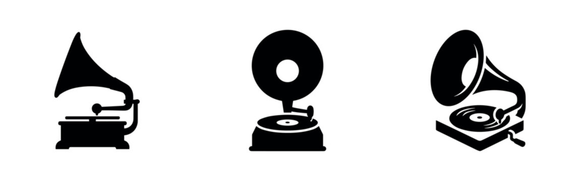 Vintage gramophone and phonograph icons