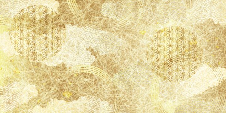 Elegant Japanese Style Golden Texture Background with Traditional Patterns