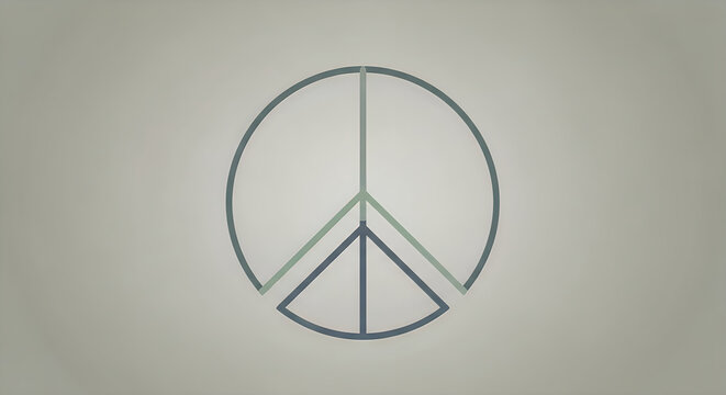 Minimalist black and white peace sign illustration designed for international peace day observance and global unity campaigns